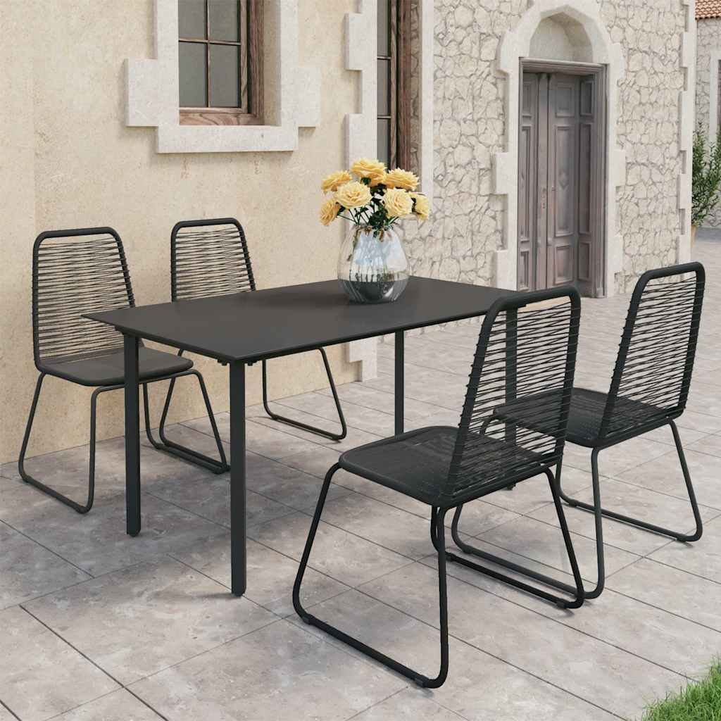 Set da Pranzo da Giardino 5 pz in Rattan PVC Nero vidaXL