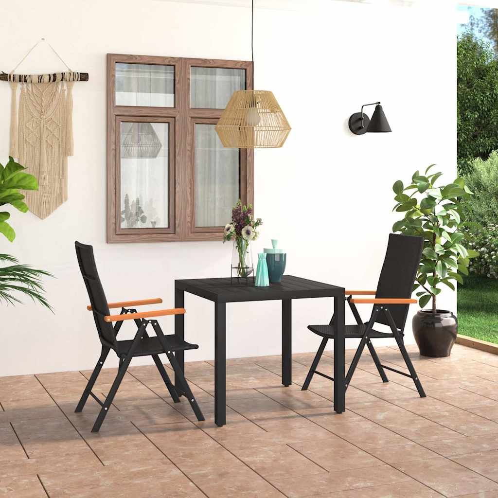 Set da Pranzo da Giardino 3 pz Nero e Marrone vidaXL