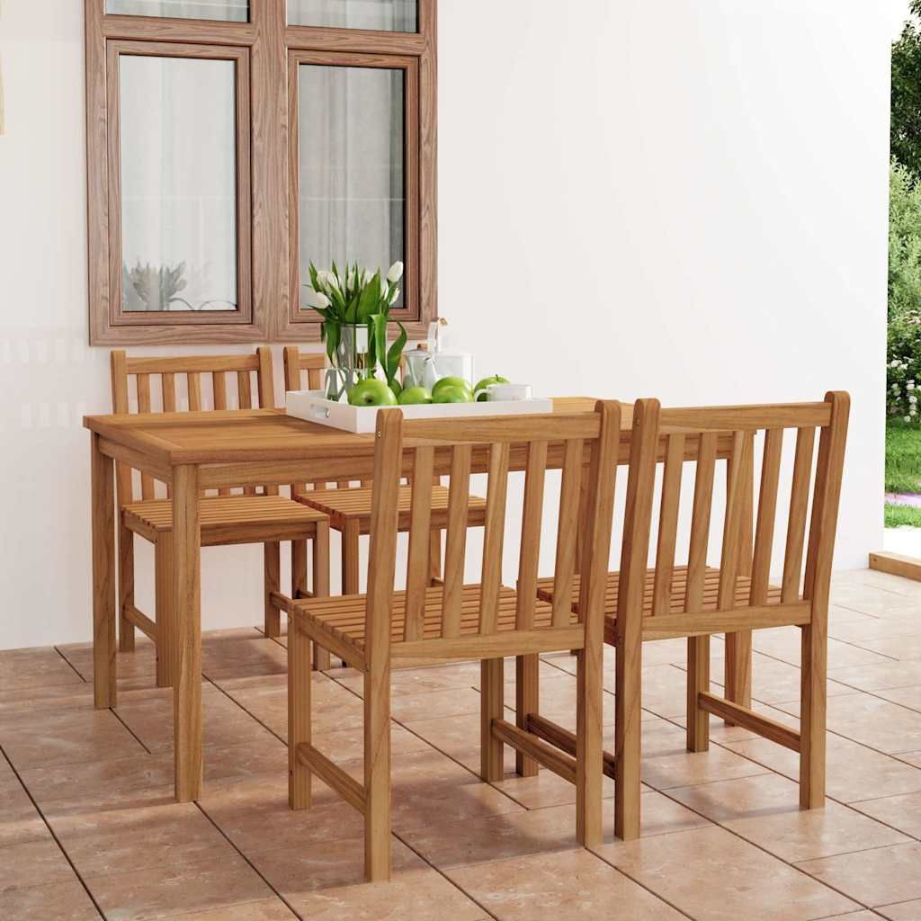 Set da pranzo da giardino 5 pz 150x90 cm in legno massello di teak vidaXL