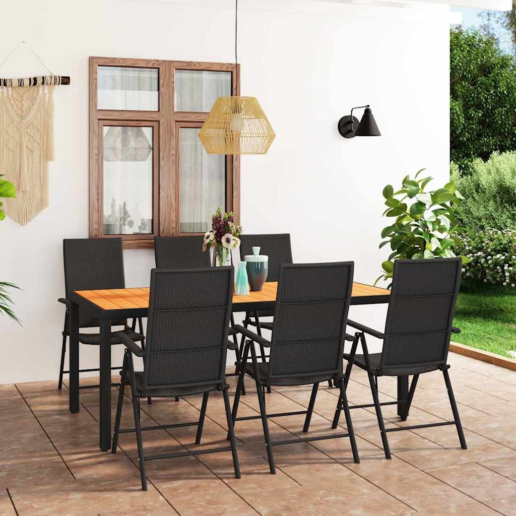 Set da Pranzo da Giardino 7 pz Nero e Marrone vidaXL