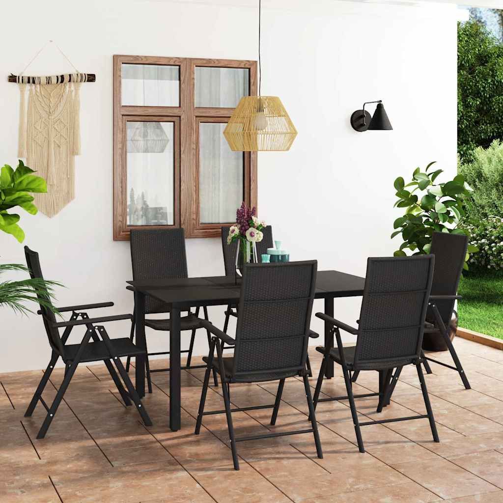 Set da Pranzo da Giardino 7 pz Nero vidaXL