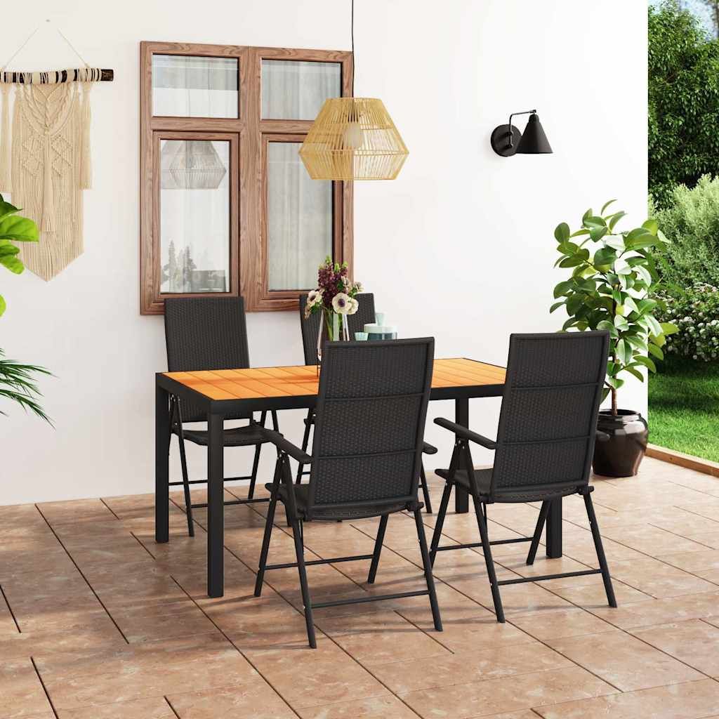 Set da Pranzo da Giardino 5 pz Nero e Marrone vidaXL