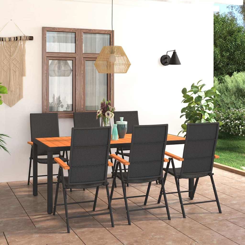 Set da Pranzo da Giardino 7 pz Nero e Marrone vidaXL