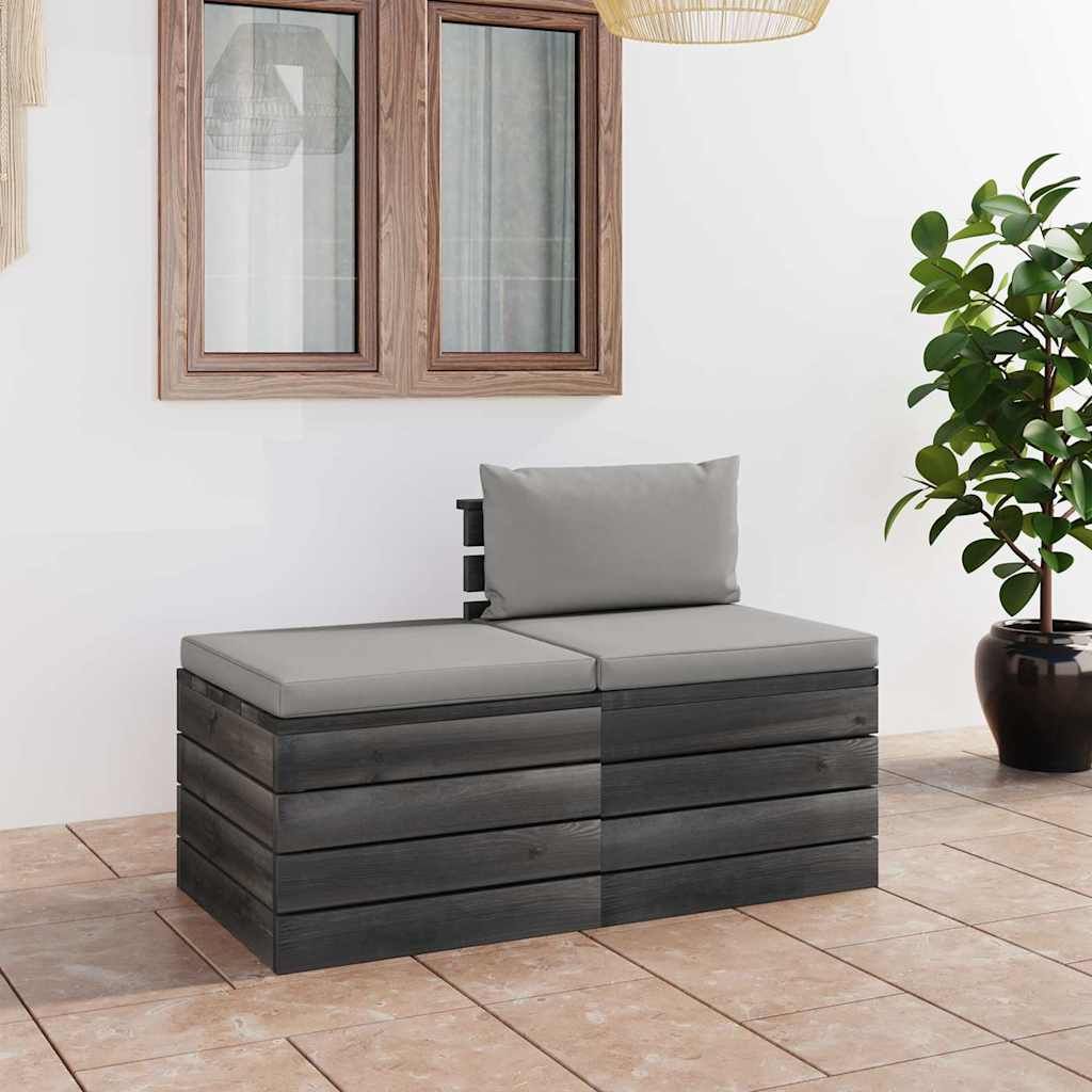 Set Divani da Giardino su Pallet 2 pz con Cuscini Massello Pino vidaXL