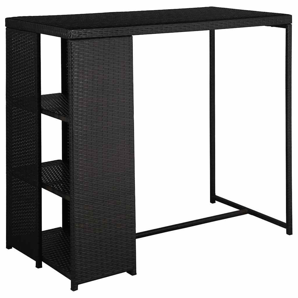 Set da Bar da Giardino 5 pz con Cuscini in Polyrattan Nero vidaXL