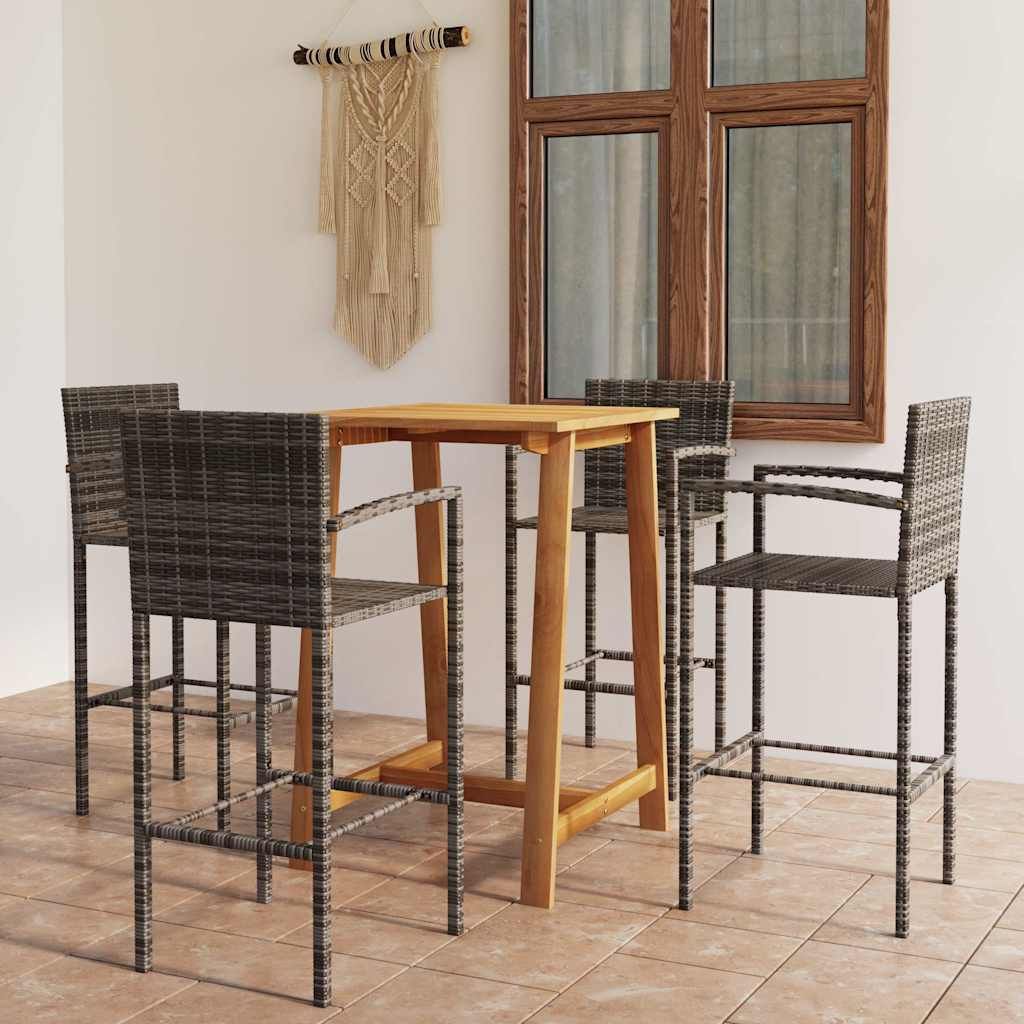 Set Bar da Giardino 5 pz Grigio vidaXL