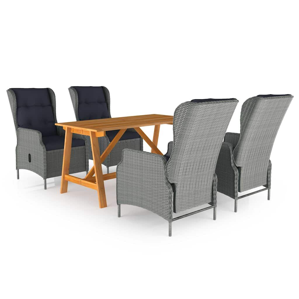 Set Mobili da Pranzo per Giardino 5 pz Grigio Chiaro vidaXL