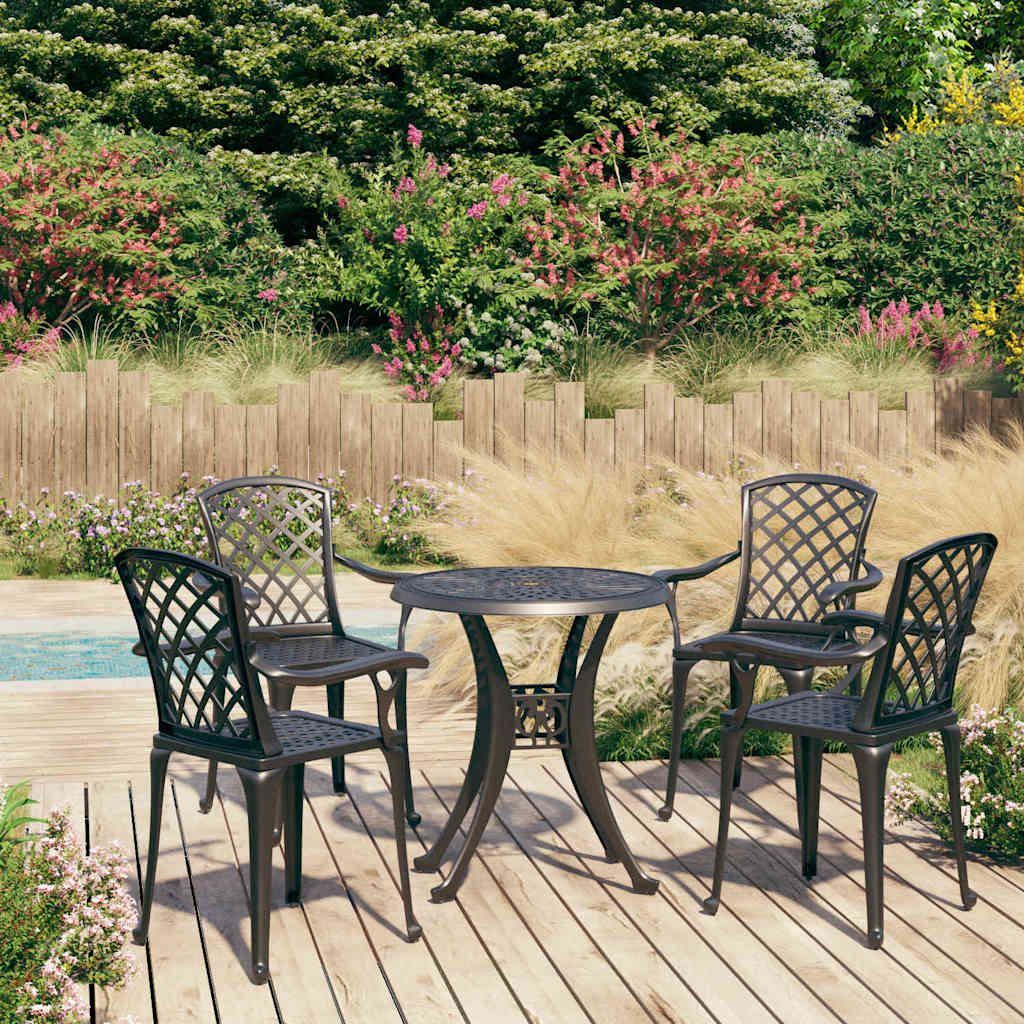 Set da Bistrot 5 pz in Alluminio Pressofuso Nero vidaXL