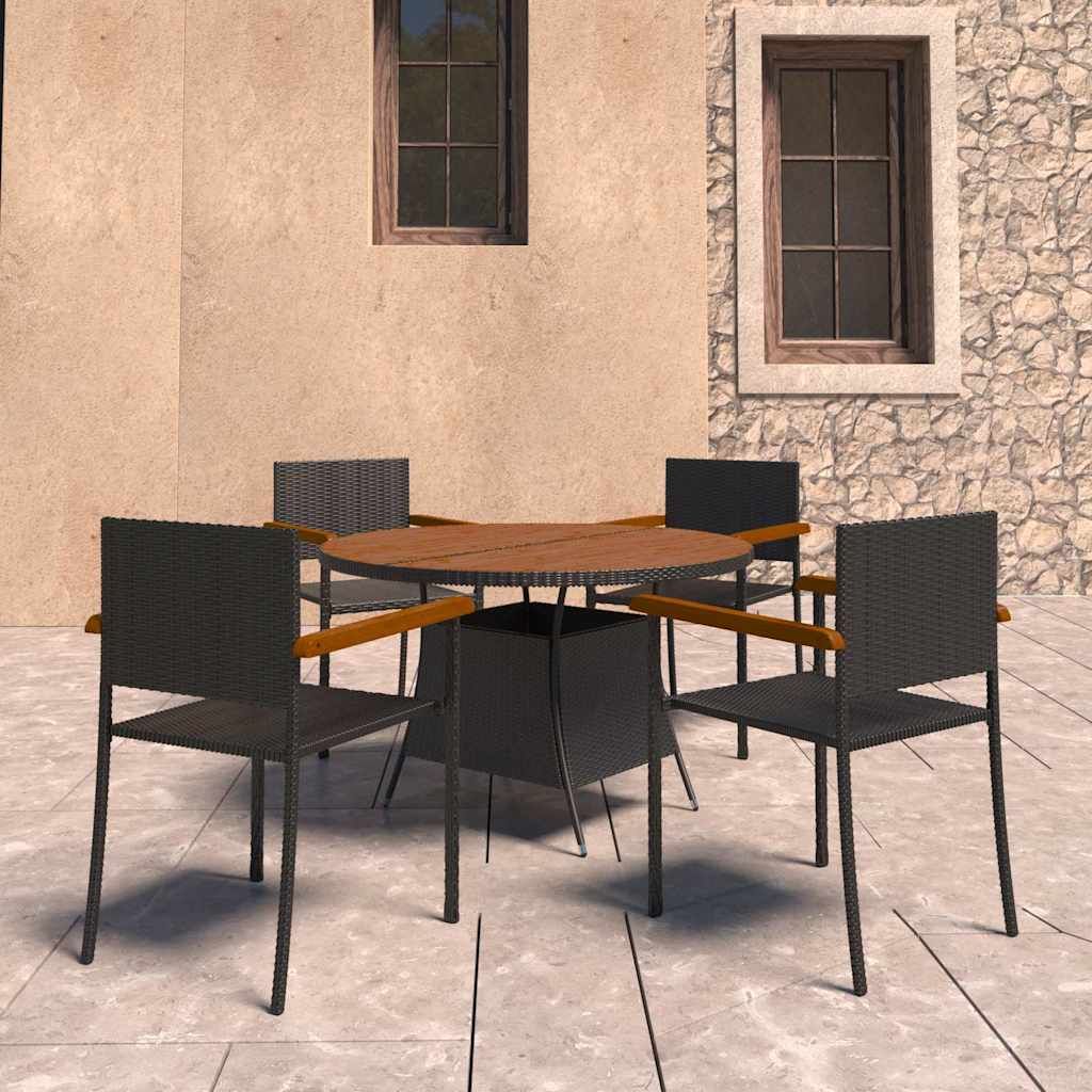 Set da Pranzo da Giardino in Polyrattan Nero vidaXL