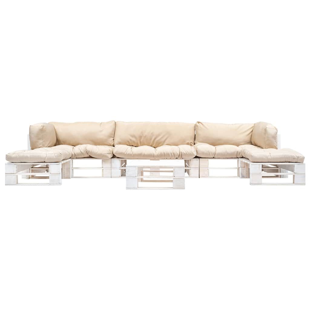 Set Divani da Giardino su Pallet 6 pz con Cuscini Sabbia Legno vidaXL
