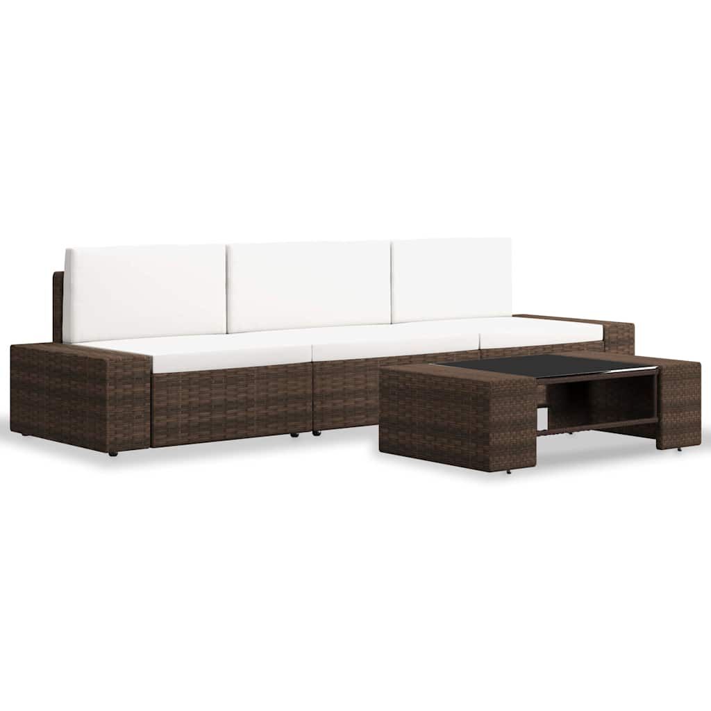 Set Divani da Giardino 4 pz in Polyrattan Marrone vidaXL