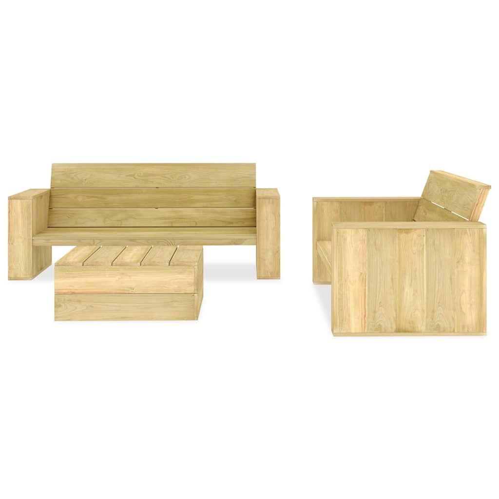 Set Divani da Giardino 3 pz in Legno di Pino Impregnato vidaXL