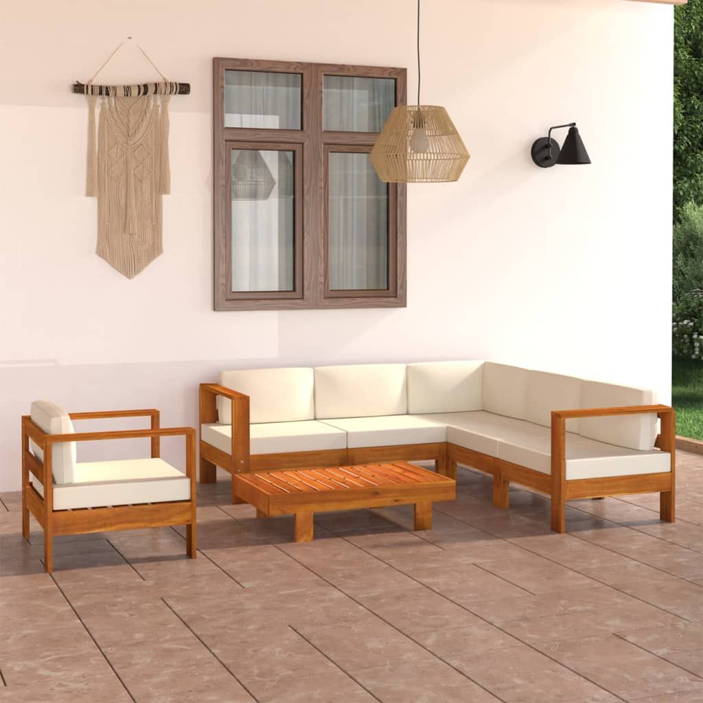 Set da Giardino 7 pz con Cuscini 100x60 cm Legno di Acacia vidaXL