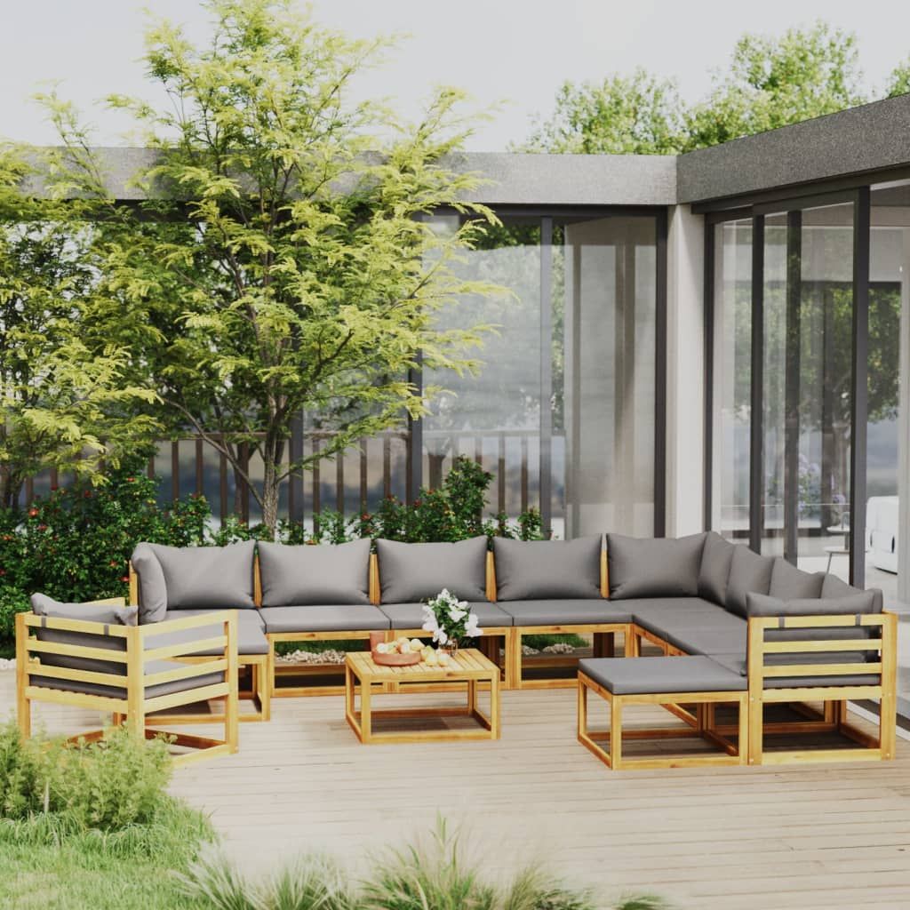 Set Divani da Giardino 12 pz con Cuscini in Massello di Acacia vidaXL