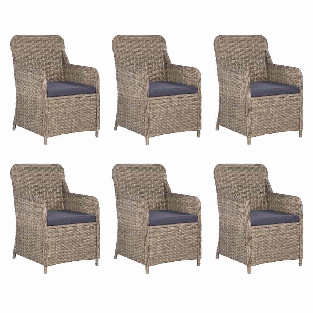 Set da Pranzo da Giardino 7 pz in Polyrattan Marrone vidaXL