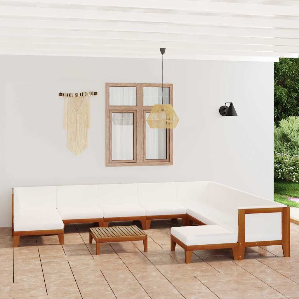 Set Divani da Giardino 11 pz con Cuscini in Massello di Acacia vidaXL