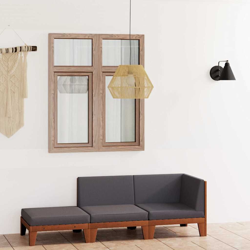 Set Divani da Giardino 3 pz con Cuscini in Massello di Acacia vidaXL