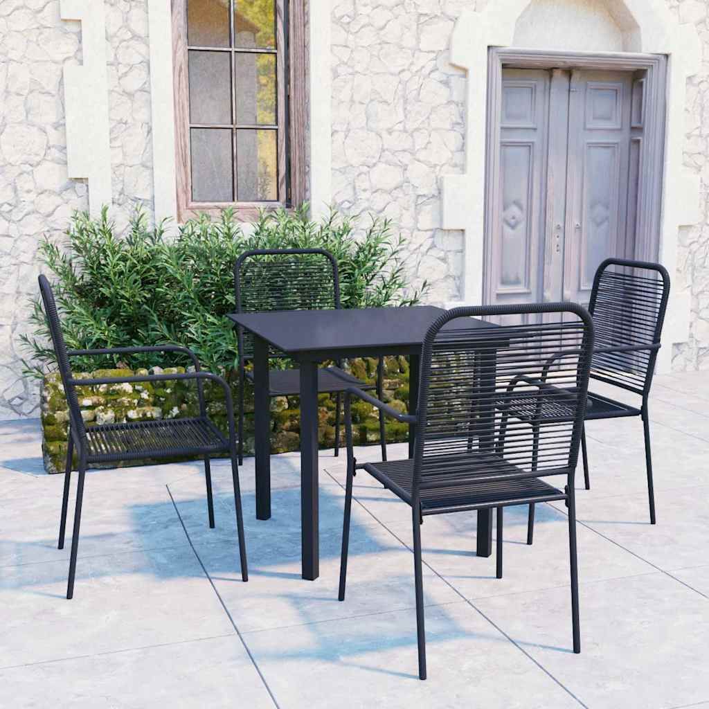 Set da Pranzo da Giardino 5 pz Nero in Vetro e Acciaio vidaXL