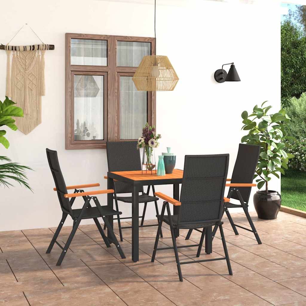 Set da Pranzo da Giardino 5 pz Nero e Marrone vidaXL