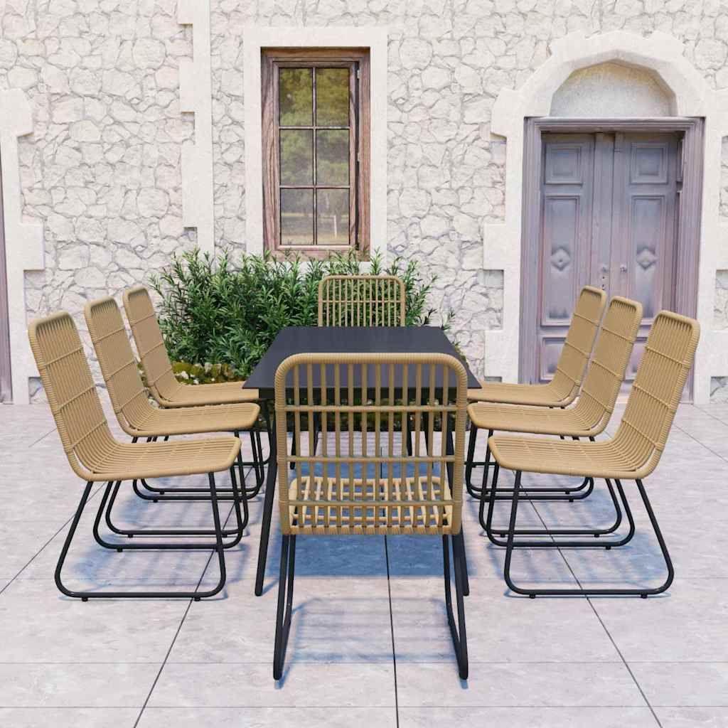 Set da Pranzo da Giardino 9 pz in Polyrattan e Vetro vidaXL