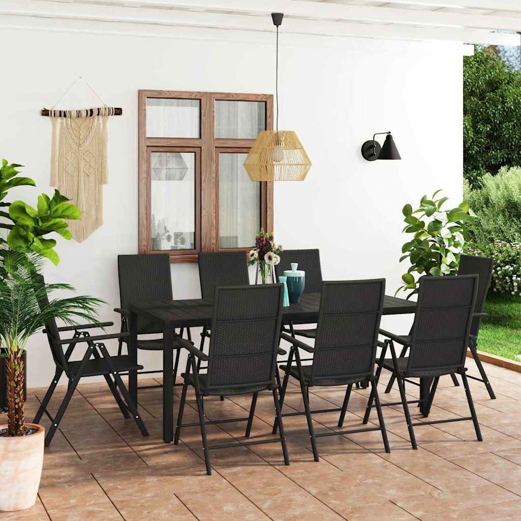 Set da Pranzo da Giardino 9 pz Nero vidaXL
