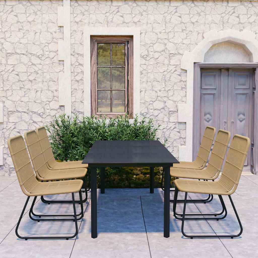 Set da Pranzo da Giardino 7 pz in Polyrattan e Vetro vidaXL