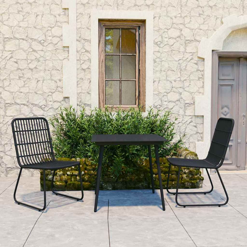Set da Pranzo da Giardino 3 pz in Polyrattan e Vetro vidaXL