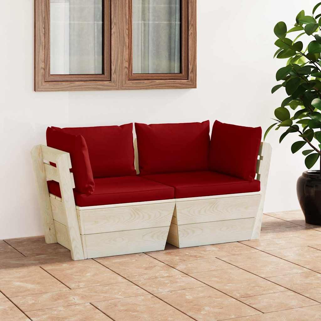 Divano da Giardino a 2 Posti su Pallet con Cuscini Legno Abete vidaXL
