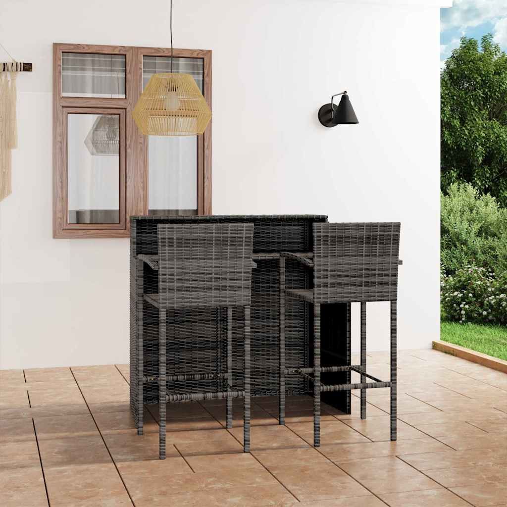 Set Bar da Giardino 3 pz Grigio vidaXL