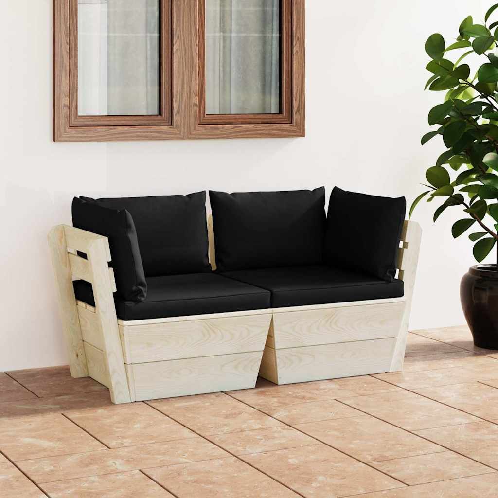 Divano da Giardino a 2 Posti su Pallet con Cuscini Legno Abete vidaXL