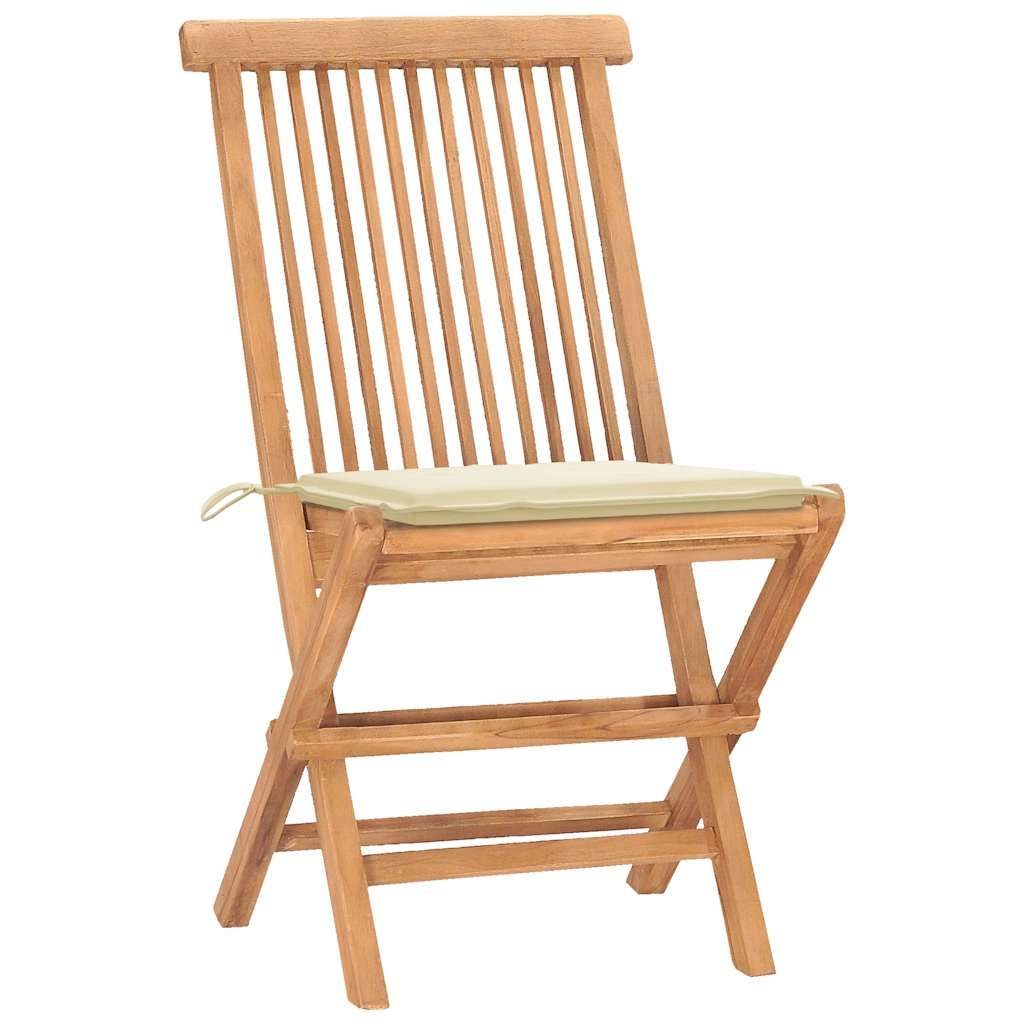 Set da Pranzo Giardino Pieghevole 3 pz Cuscino Massello di Teak vidaXL