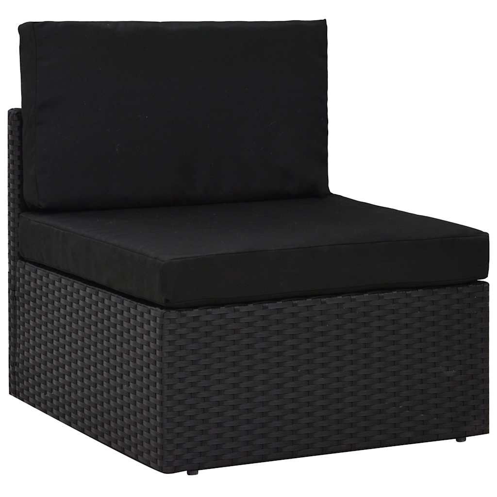 Set Divani da Giardino 6 pz con Cuscini in Polyrattan Nero vidaXL