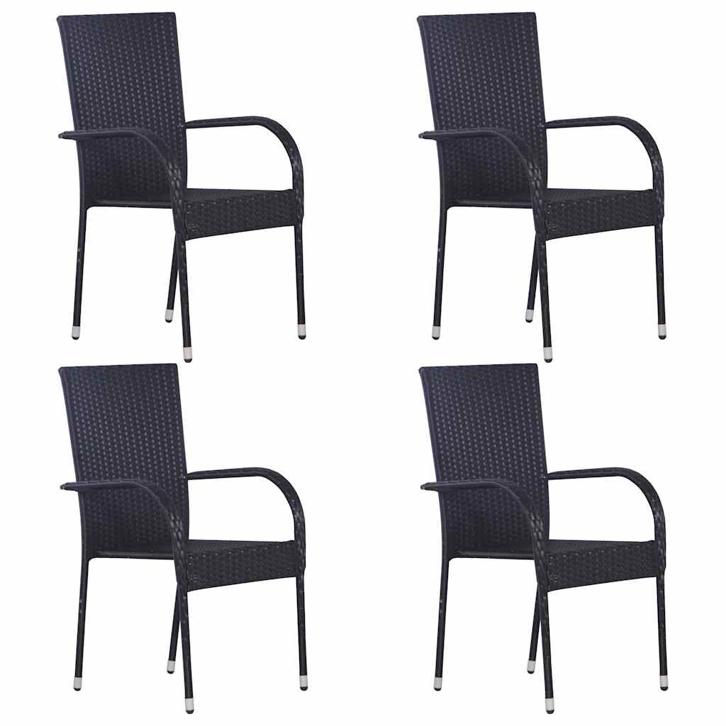 Set Mobili da Pranzo Giardino 5 pz in Polyrattan Nero vidaXL