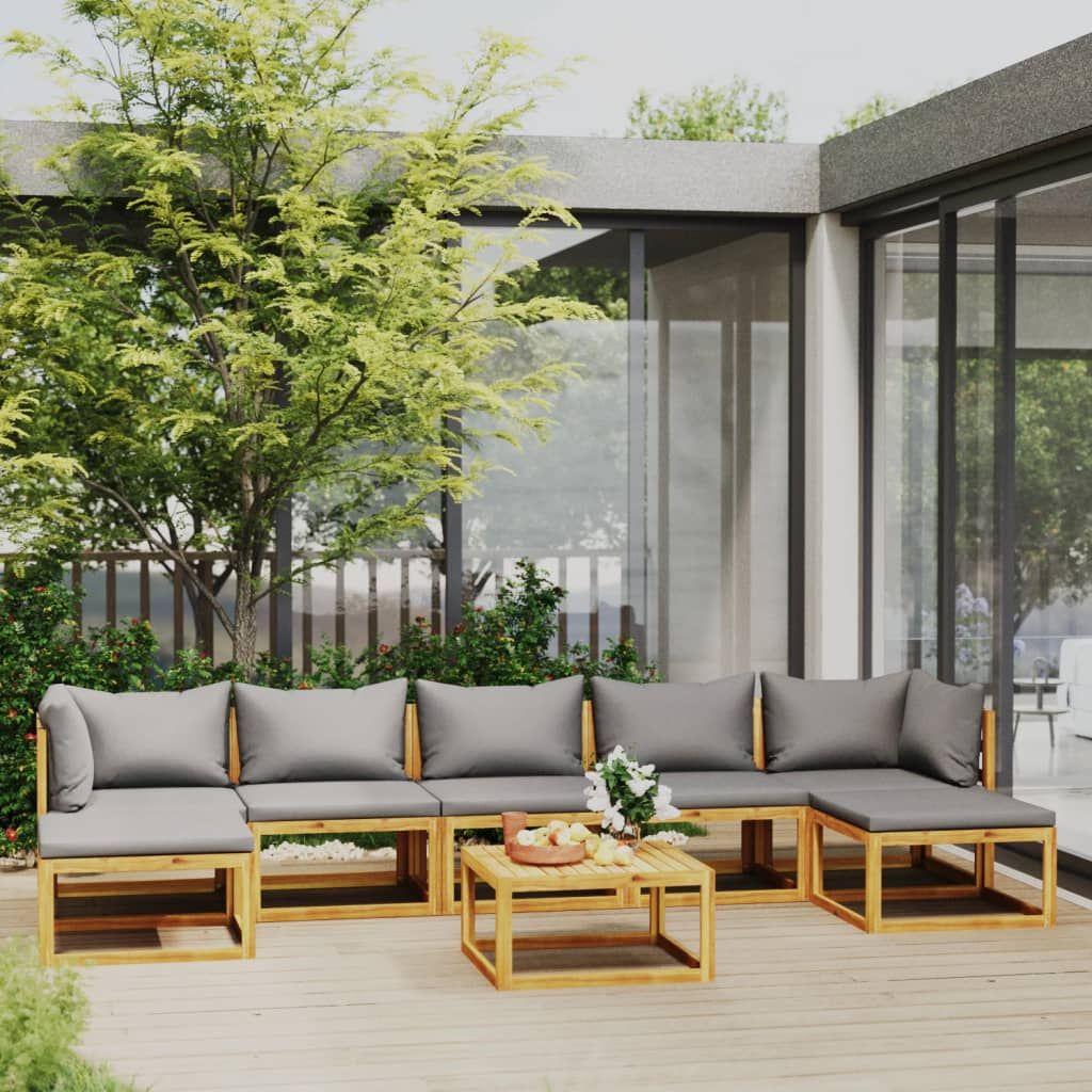 Set Divani da Giardino 8 pz con Cuscini in Massello di Acacia vidaXL