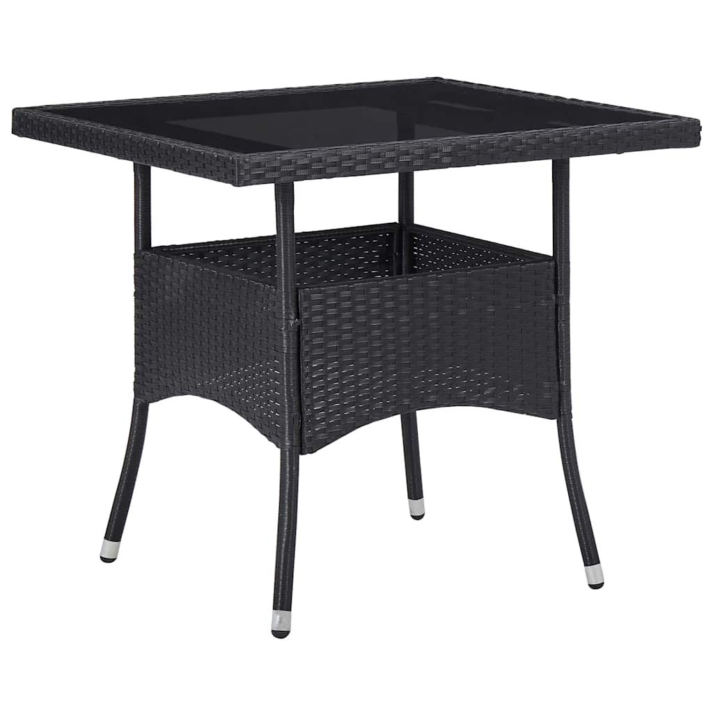 Set Mobili da Pranzo per Giardino 3 pz Nero Polyrattan e Vetro vidaXL