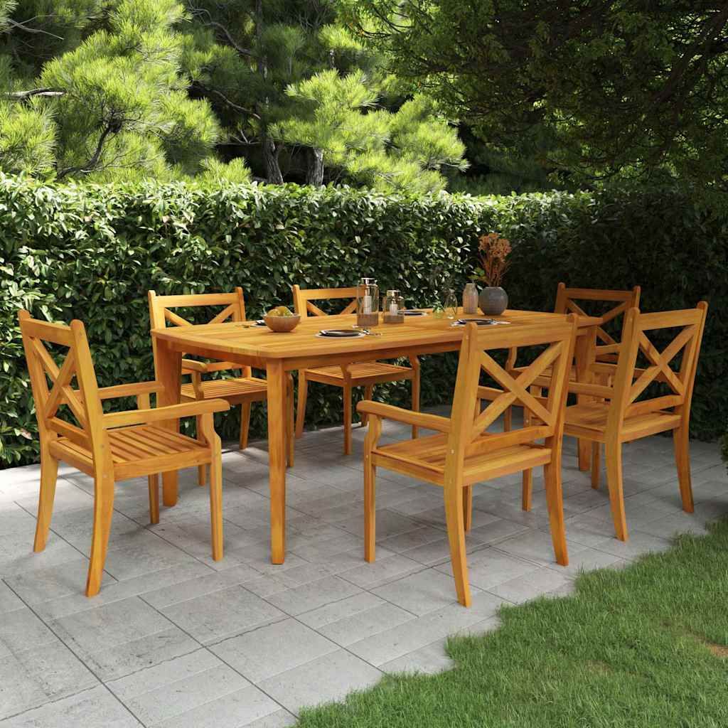 Set da Pranzo per Giardino 7 pz in Legno Massello di Acacia vidaXL