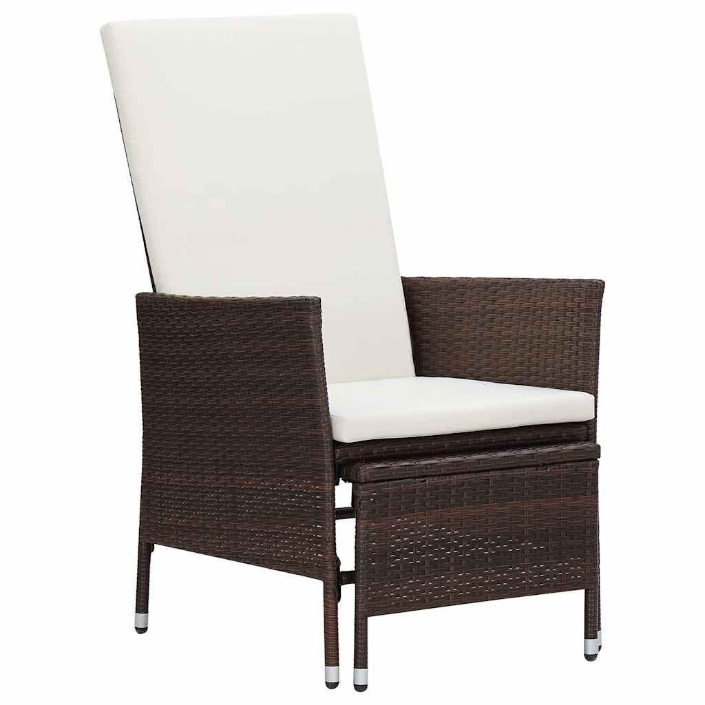 Set Divani da Giardino 3 pz con Cuscini in Polyrattan Marrone vidaXL