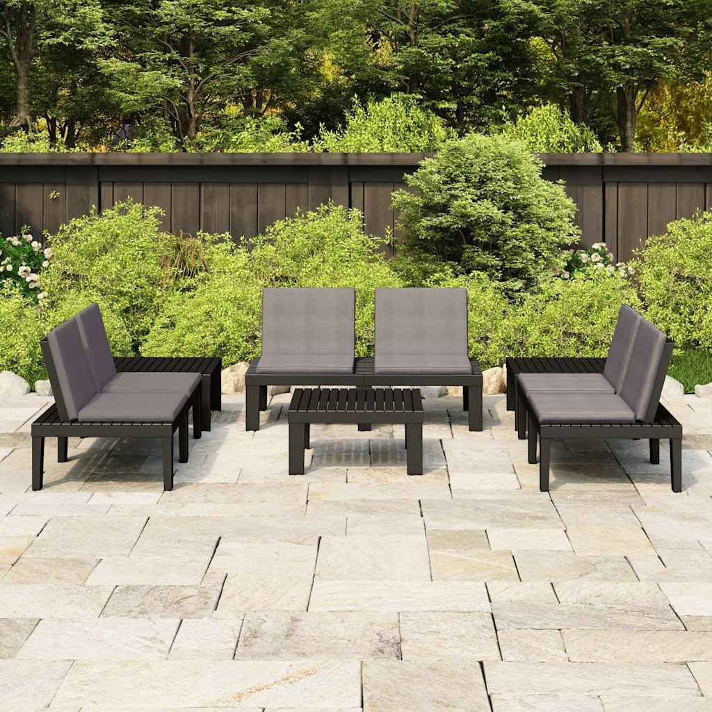 Set Divani da Giardino con Cuscini 6 pz in Plastica Grigio vidaXL