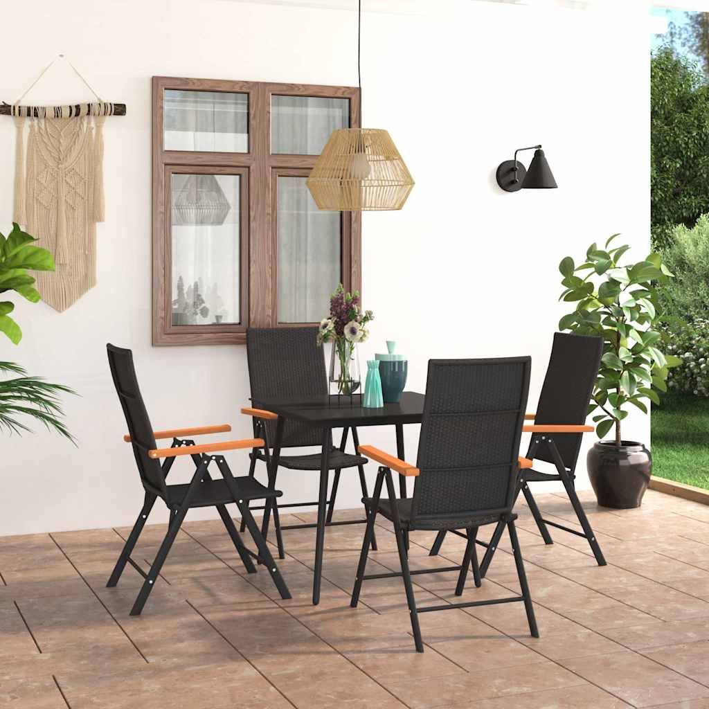 Set da Pranzo da Giardino 5 pz Nero e Marrone vidaXL