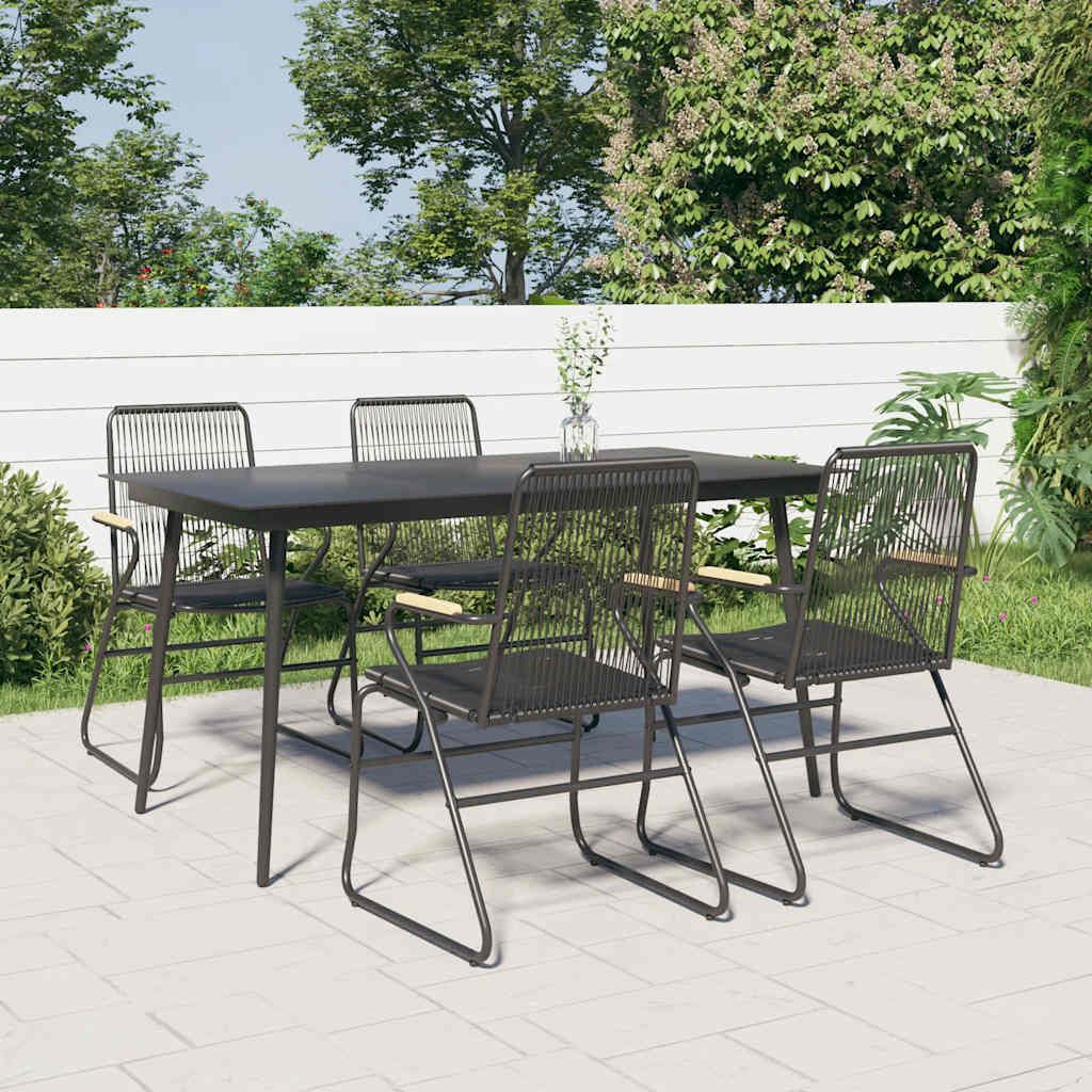 Set da Pranzo da Giardino 5 pz Nero in Rattan PVC vidaXL