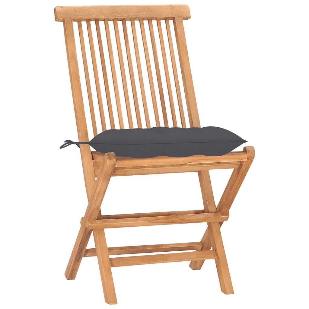 Set da Pranzo Giardino Pieghevole 3 pz Cuscino Massello di Teak vidaXL