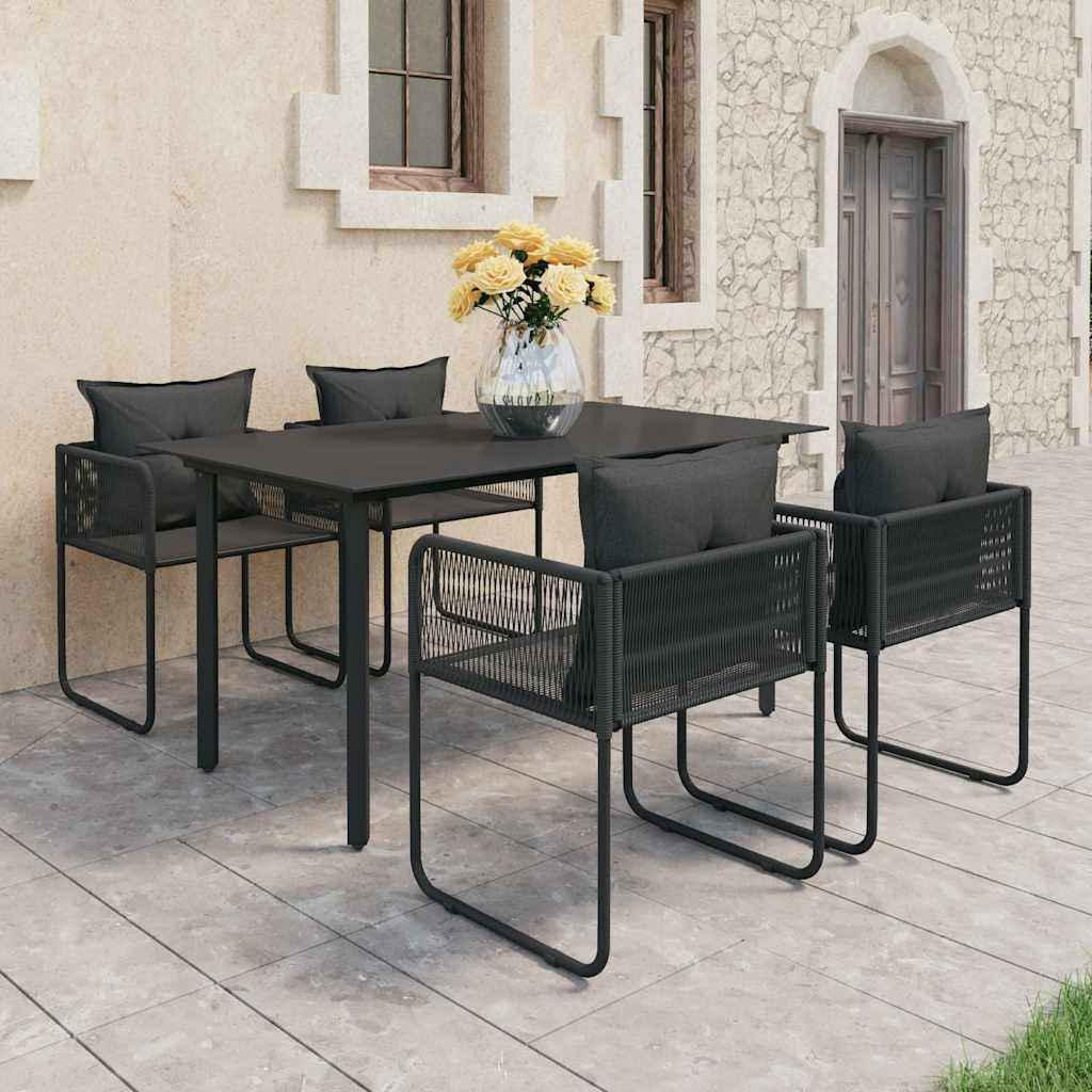 Set da Pranzo da Giardino 5 pz in Rattan PVC Nero vidaXL