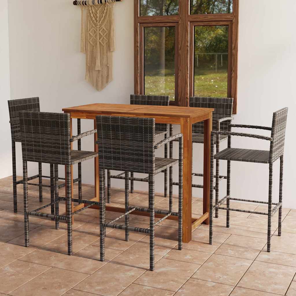 Set da Bar da Giardino 7 pz Grigio vidaXL