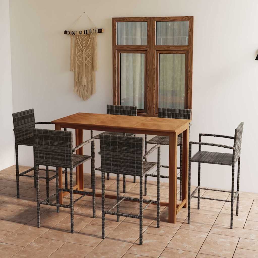 Set da Bar da Giardino 7 pz Grigio vidaXL