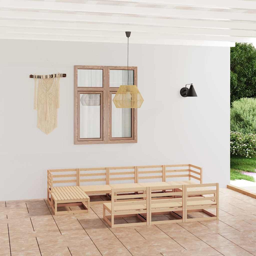 Set Divani da Giardino 10 pz in Legno Massello di Pino vidaXL