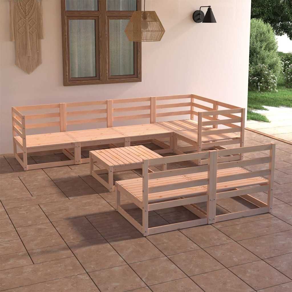 Set Divani da Giardino 8 pz in Legno Massello di Pino vidaXL