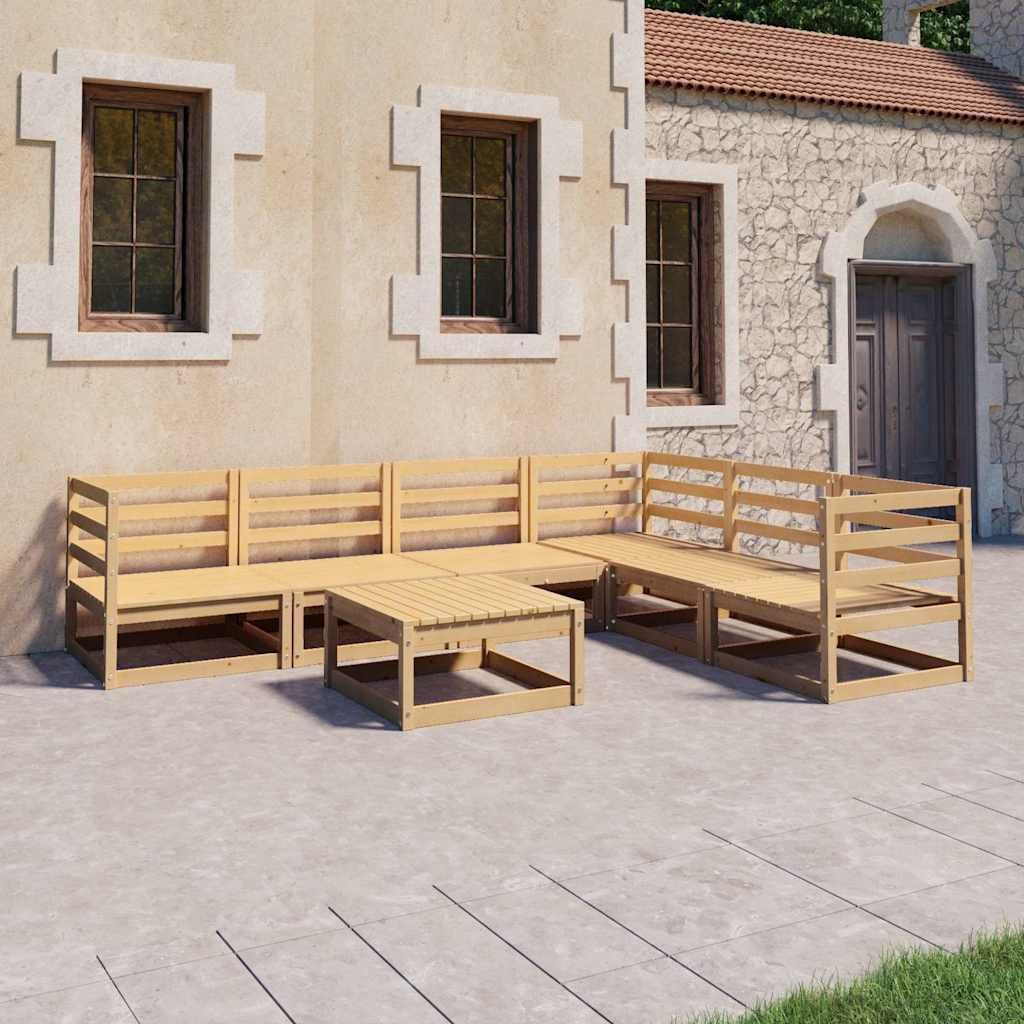 Set Divani da Giardino 7 pz in Legno Massello di Pino vidaXL