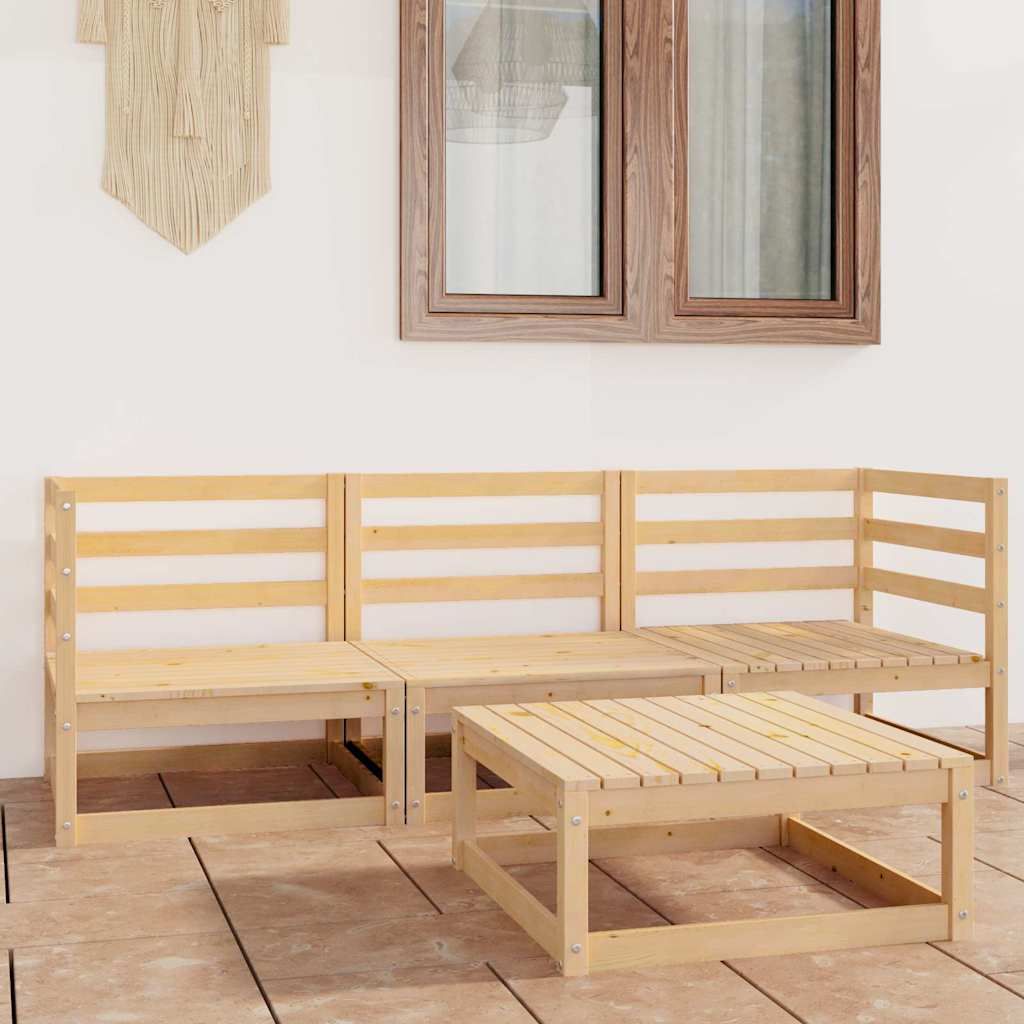 Set Divani da Giardino 4 pz in Legno Massello di Pino vidaXL