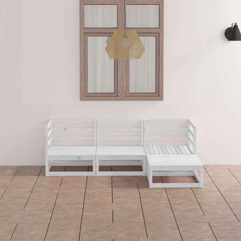 Set Divani da Giardino 4 pz Bianco in Legno Massello di Pino vidaXL