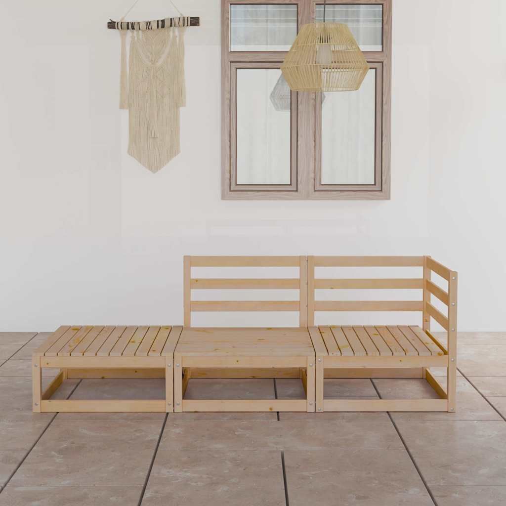 Set Divani da Giardino 3 pz in Legno Massello di Pino vidaXL